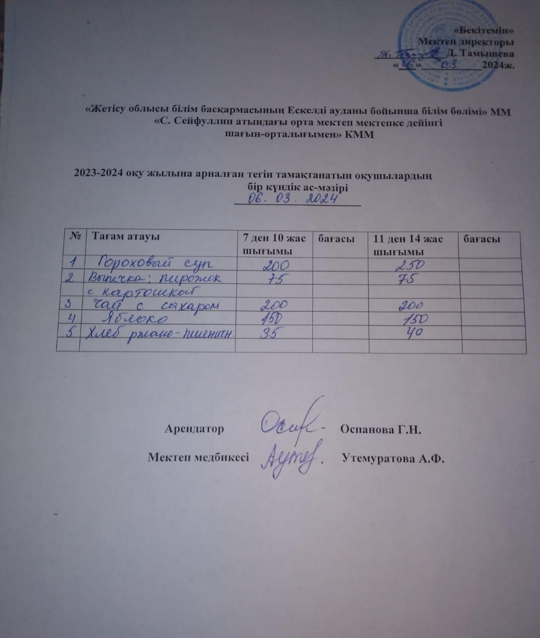 06,03,2024 ж  Ас мәзірі