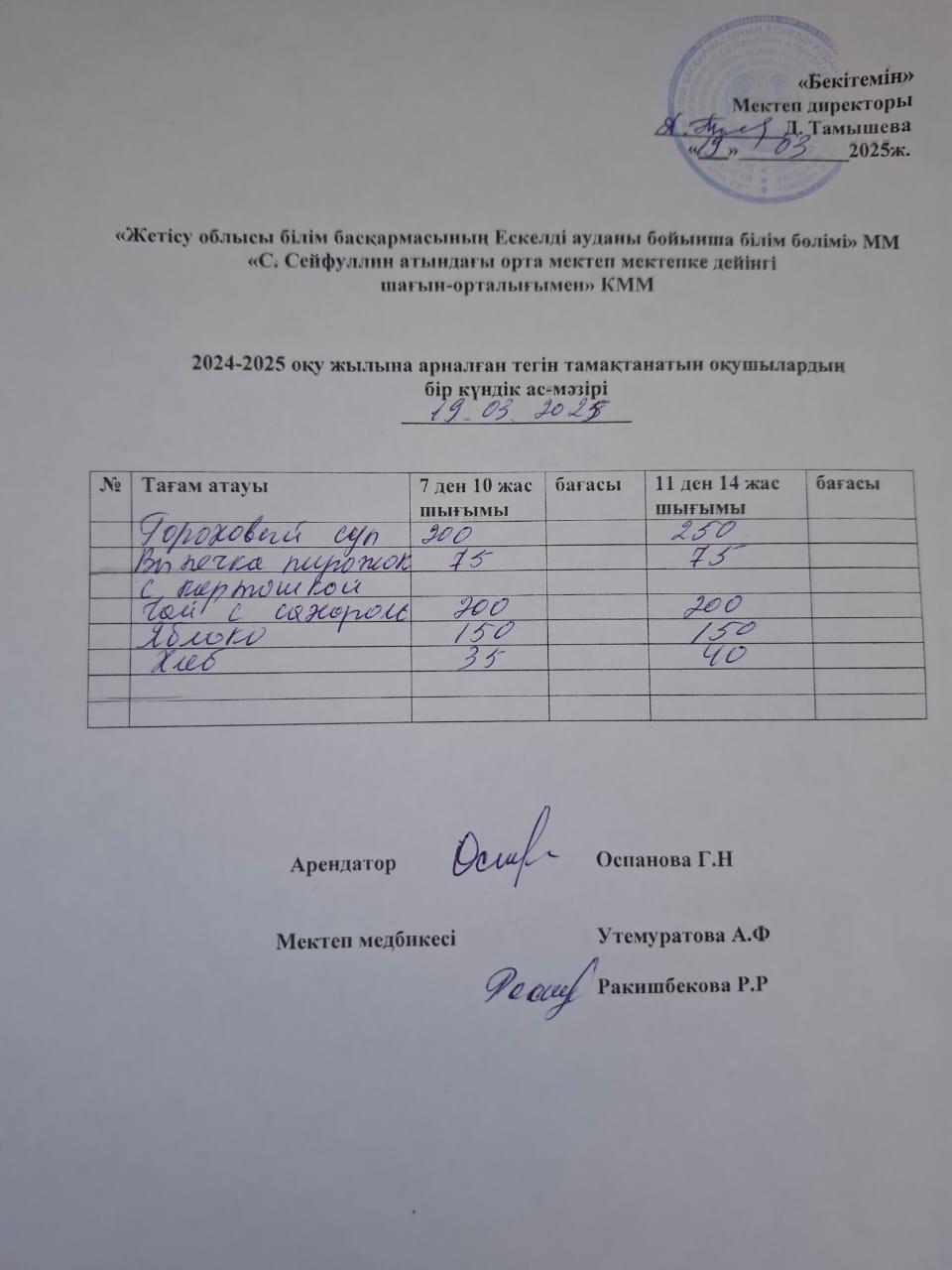 19,03,2025 жыл   Ас мәзірі
